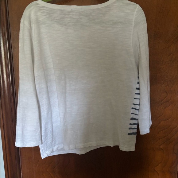 Lightweight 3/4 length sleeve navy & white striped top size M - Picture 4 of 4